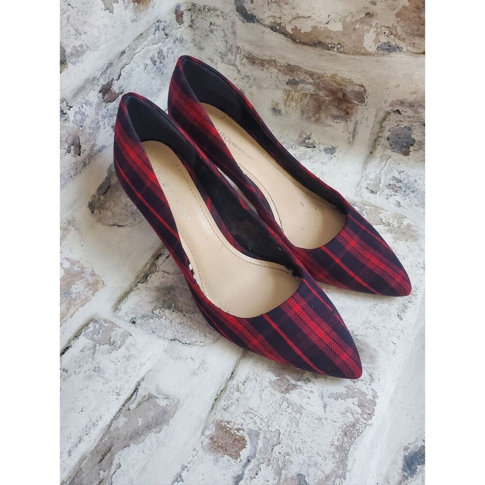 BCB Generation Tartan Plaid Heels Pointed Toe Classic Pump Size 8M/38